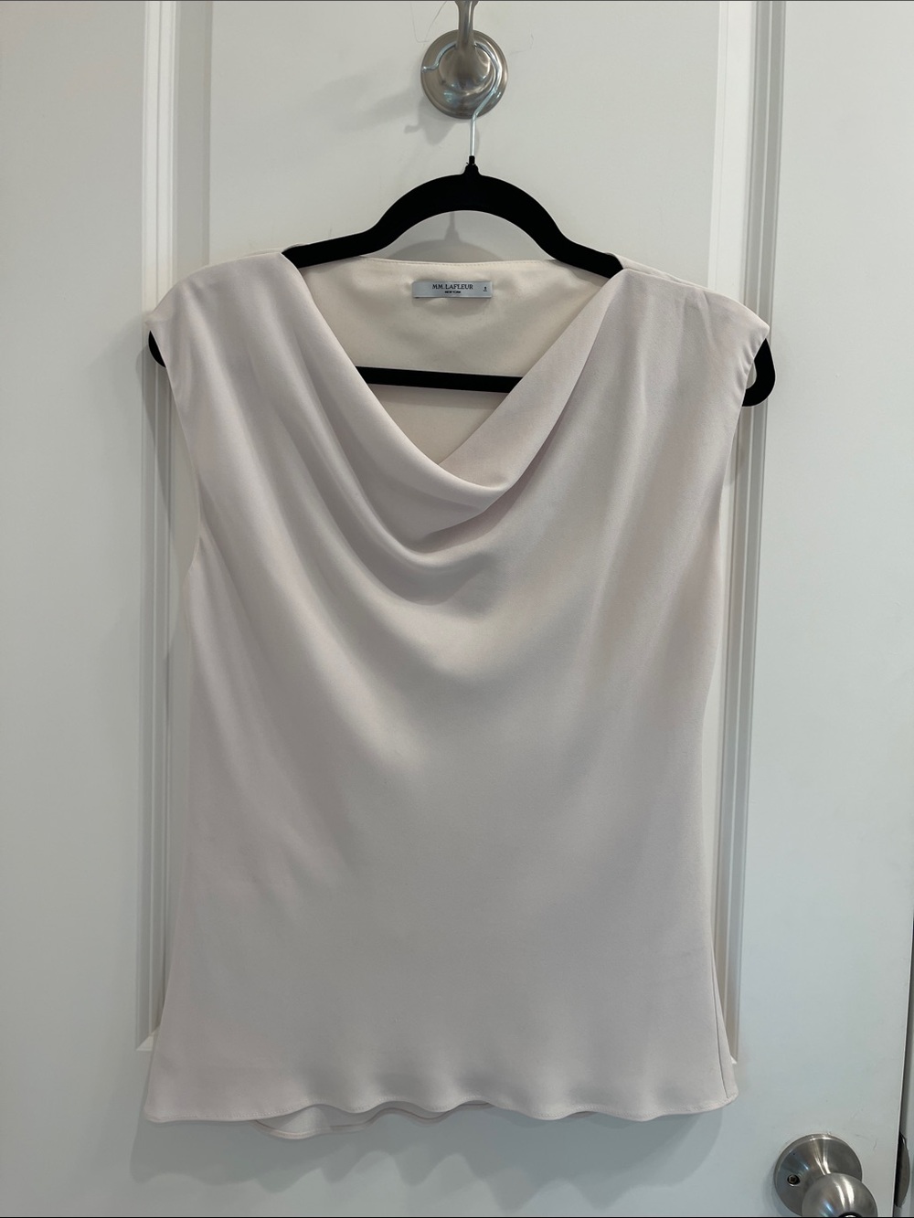 MM Lafleur Sleeveless Cowl Neck Blouse in Light Cream